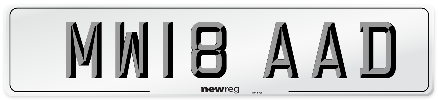 MW18 AAD Number Plate from New Reg